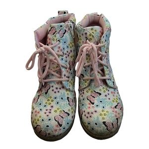 Fabkids butterfly print boots, size 1, multi-colored